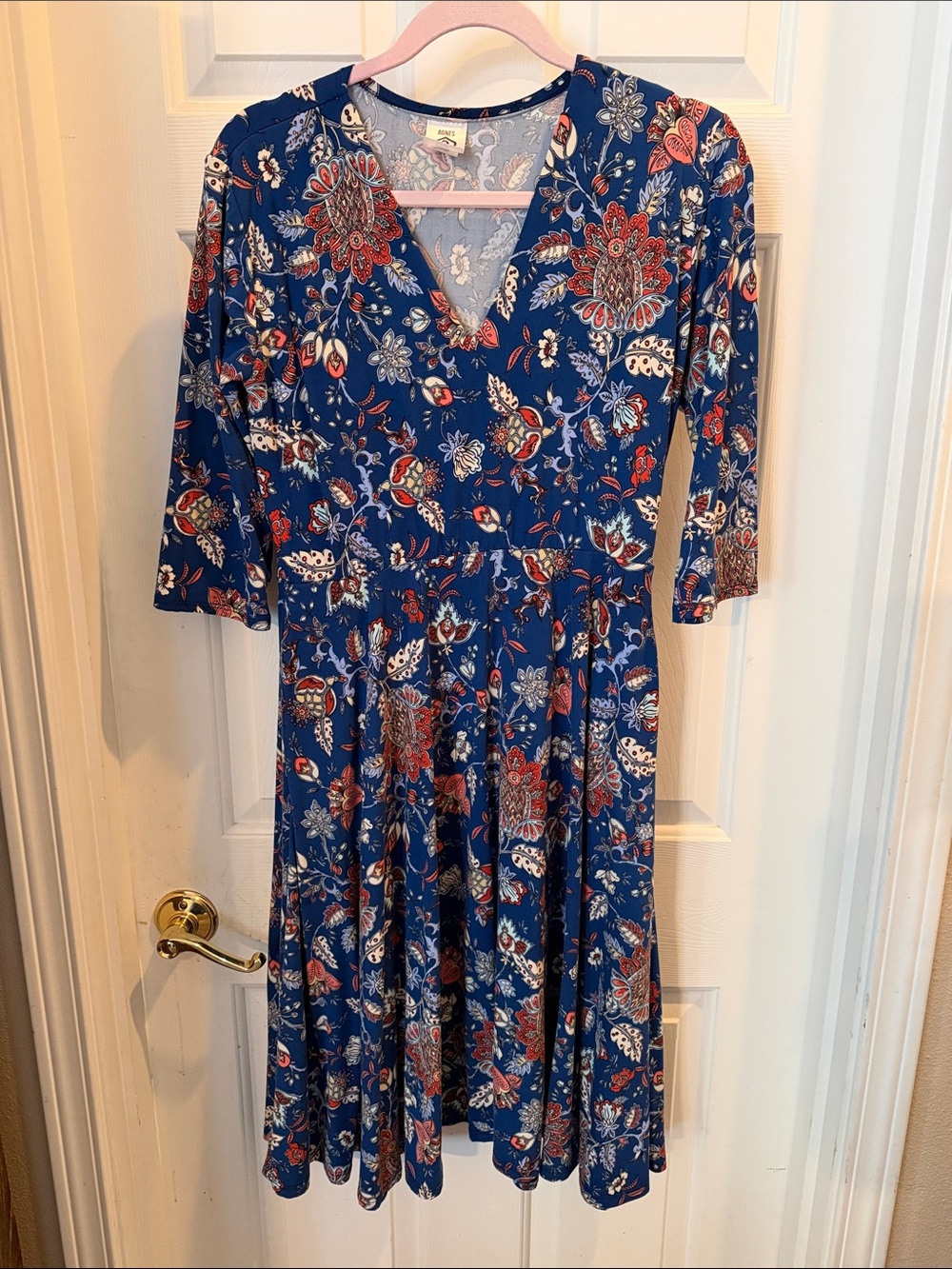 Agnes & Dora Blue Floral V-Neck Midi Dress